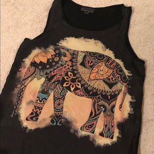 Silky Front Elephant Graphic Tee Tank Top